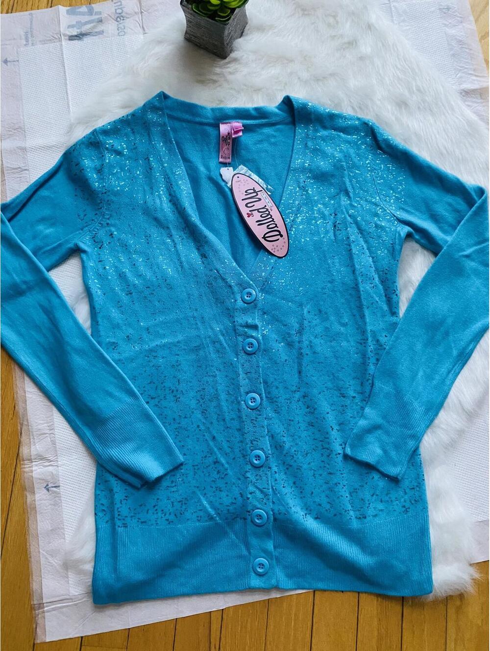 Dolled Up Women's Blue Button-Up Sweater Size L